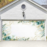 Aperturee - Aperturee Simple Green Leaves Gold Lines Garage Door Banner